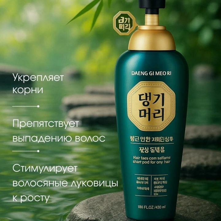 Шампунь от выпадения и АГА с кофеином, ментолом, В3, В5 для жирных волос, DAENG GI MEO RI