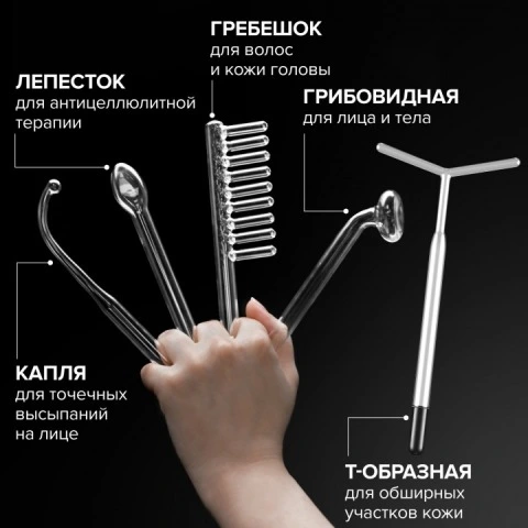 Дарсонваль Pro Series W800 для волос, лица и тела с 5 насадками, белый, Evo Beauty