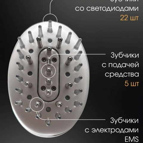 Расческа 3 в 1 с вибромассажем, светотерапией, EMS-микротоками для волос, HoneyCare