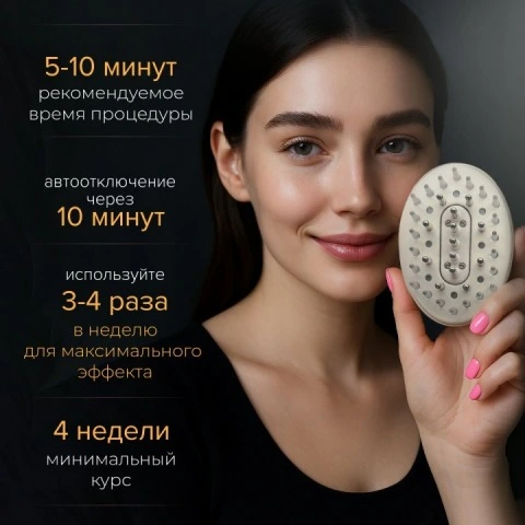 Расческа 3 в 1 с вибромассажем, светотерапией, EMS-микротоками для волос, HoneyCare