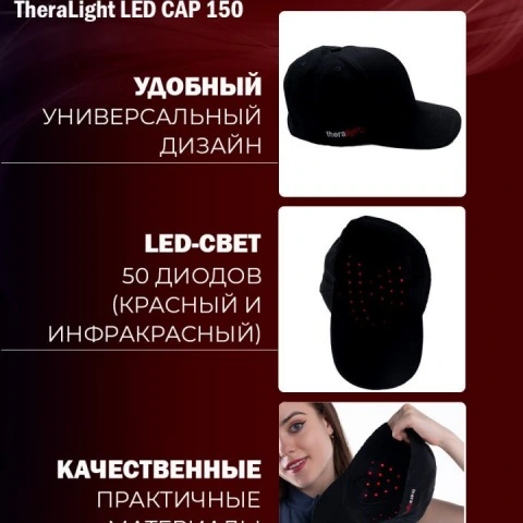 Аппарат-кепка для фототерапии LED, активации роста новых волос LED Cap 150, TheraLight
