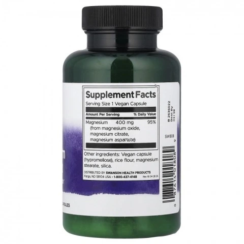 Комплекс тройного магния для нервной системы и волос, 400 мг, 100 капсул, Swanson