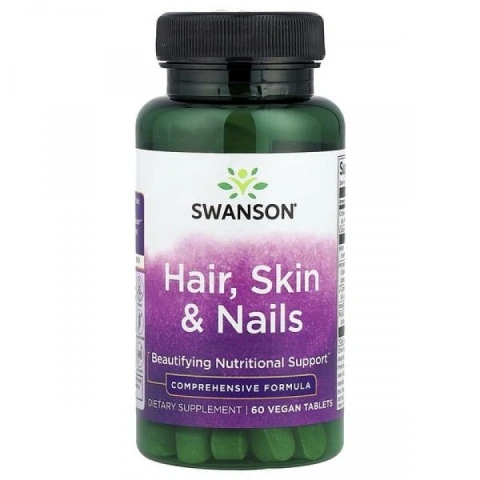 Kompleks dla włosów, skóry i paznokci z MSM, krzemem i cysteina, 60 tabl, Swanson