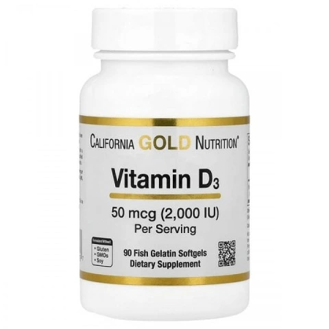 Witamina D3, 2000 IU, 90 kapsułek, California Gold Nutrition