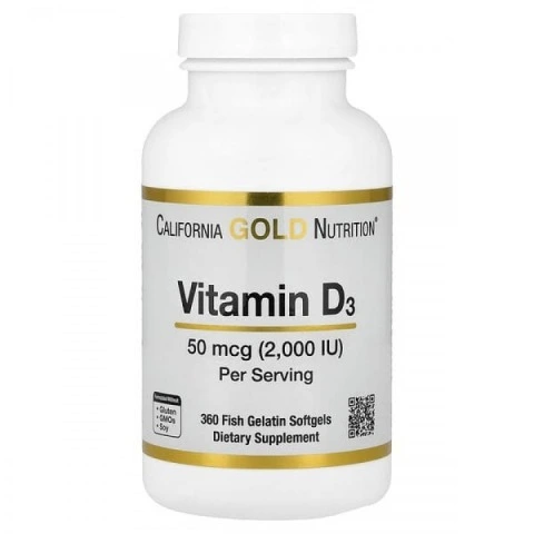 Witamina D3, 2000 IU, 360 kapsułek, California Gold Nutrition