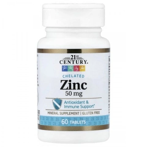 Chelat cynku, wsparcie antyoksydacyjne, 50 mg, 60 tabletek, 21st Century