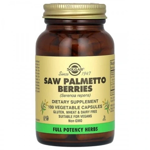 Palma Sabalowa (Saw Palmetto), bloker DHT przy AGA, 100 kaps, 520 mg, Solgar