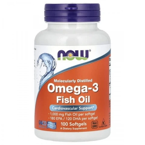 Olej rybi z Omega-3 dla odżywienia włosów od wewnątrz, 1000 mg, 100 kaps, NOW Foods