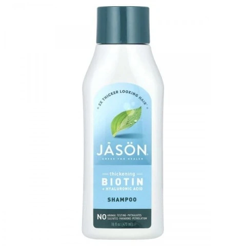 Szampon do zagęszczania i wzrostu włosów z biotyną, miętą, aloesem, jojobą, Jason Natural
