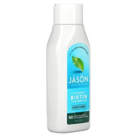 Кондиционер с биотином и гиалуроновой кислотой, мятой, жожоба, Jason Natural