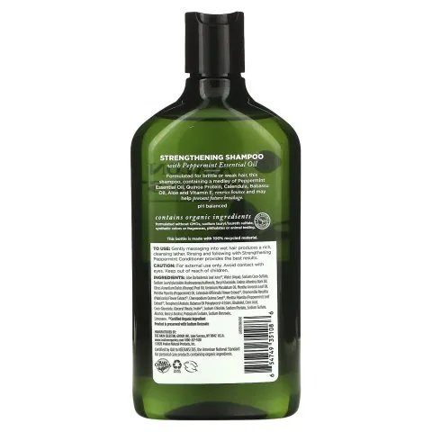 Укрепляющий шампунь с перечной мятой и алоэ, Avalon Organics