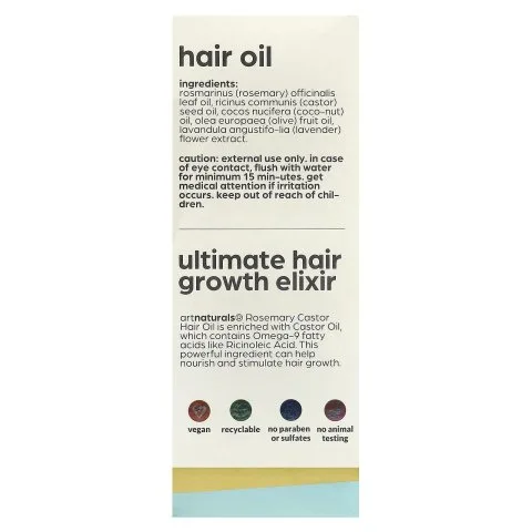 Набор для стимуляции роста волос, массажер и масло с розмарином, artnaturals