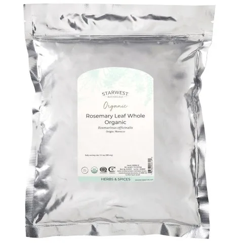 Листья розмарина органические от выпадения волос и АГА, 454г, Starwest Botanicals