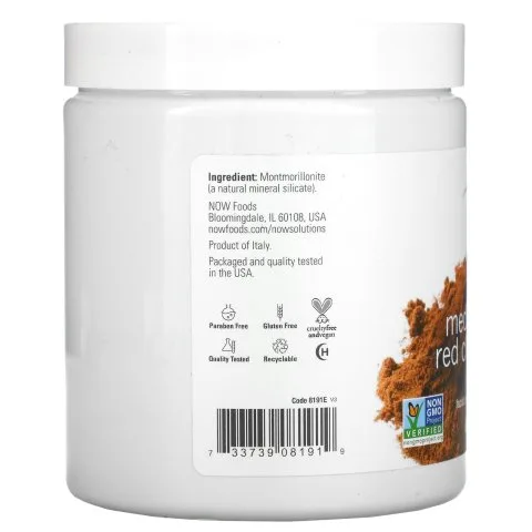 Красная глина в порошке для глубокого очищения жирной кожи головы, NOW Foods