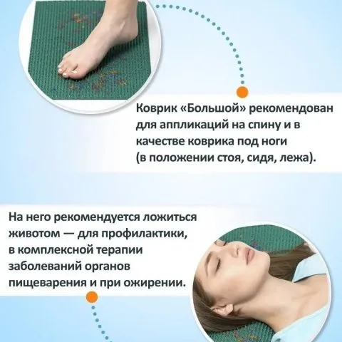 Массажный коврик Ляпко при шейном остеохондроде и выпадении волос, синий