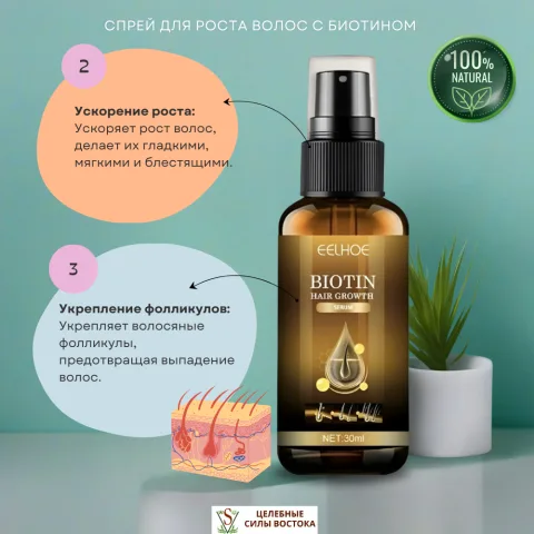 Сыворотка для волос с биотином, Fo-Ti и корнем имбиря, EELHOE