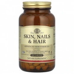 Kompleks dla włosów, skóry i paznokci z siarką (MSM), 120 tabl, Solgar