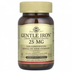 Żelazo Gentle Iron, 25 mg, 90 kapsułek roślinnych, Solgar