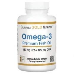 Premium olej rybi z OMEGA-3 dla odżywienia włosów, 1100 mg, 100 kaps, California Gold Nutrition