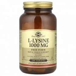 L-lizyna na włosy, skórę i lepsze wchłanianie żelaza, 1000 mg, 100 tabl, Solgar