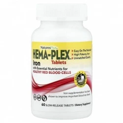 Kompleks z żelazem Hema-Plex przy niskim ferrytyny i łysieniu, 60 tabl, NaturesPlus