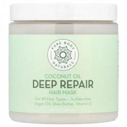 Maska do regeneracji włosów z olejem kokosowym, dzikiej róży, arganowym, B5, E, Pure Body Naturals