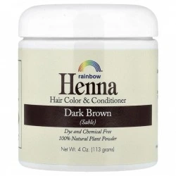 Henna do farbowania, wzmacniania i blasku włosów, ciemnobrązowa, Rainbow Research