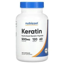 Кератин гидролизованный для волос, 250 мг, 120 капсул, Nutricost